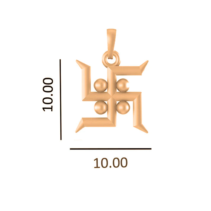 22 CT Gold Plated Silver (92.5% purity) Spiritual Swastik Symbol Pendant for Kids & Woman