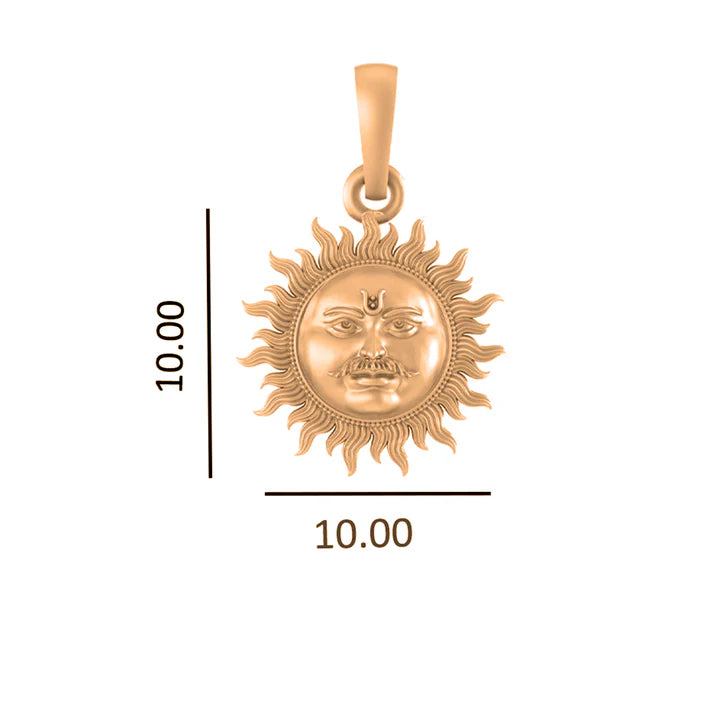 22 CT Gold Plated Silver (92.5% purity) Divine God Sun Pendan for Kids & Woman