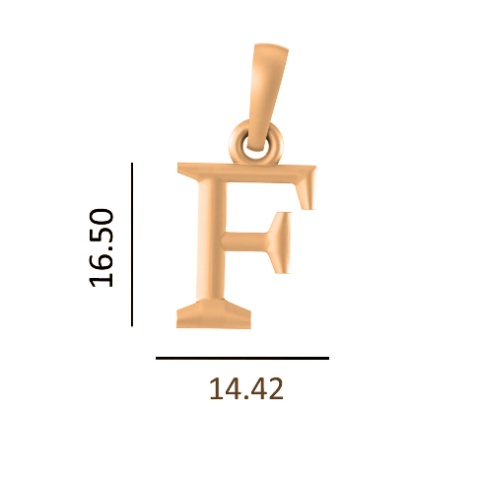 22 CT Gold Plated Silver (92.5% purity) precious and designer Name Alphabet F Pendant For Men and women
