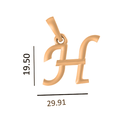 22 CT Gold Plated Silver (92.5% purity) precious and designer Name Alphabet H Pendant For Men and women