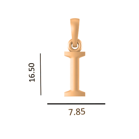 22 CT Gold Plated Silver (92.5% purity) precious and designer Name Alphabet I Pendant For Men and women