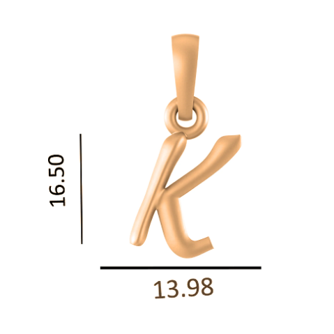 22 CT Gold Plated Silver (92.5% purity) precious and designer Name Alphabet K Pendant For Men and women