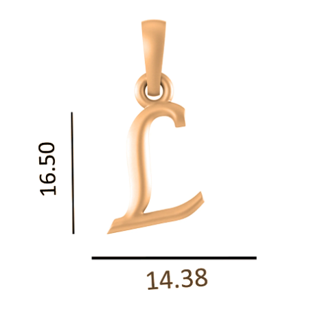 22 CT Gold Plated Silver (92.5% purity) precious and designer Name Alphabet L Pendant For Men and women