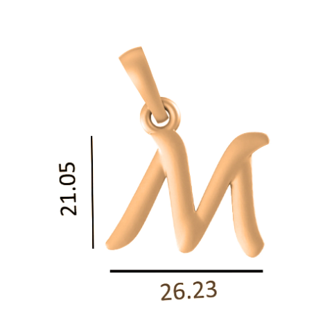 22 CT Gold Plated Silver (92.5% purity) precious and designer Name Alphabet M Pendant For Men and women