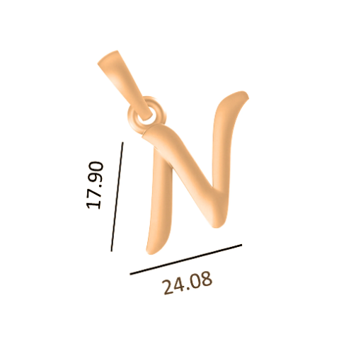 22 CT Gold Plated Silver (92.5% purity) precious and designer Name Alphabet N Pendant For Men and women