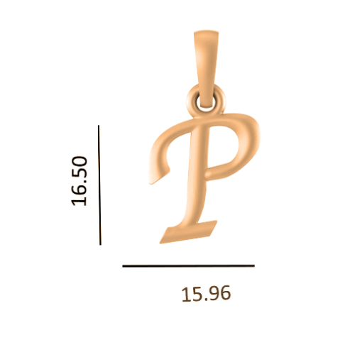 22 CT Gold Plated Silver (92.5% purity) precious and designer Name Alphabet P Pendant For Men and women