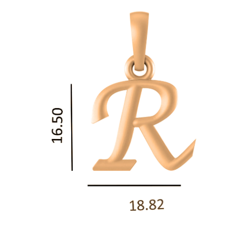 22 CT Gold Plated Silver (92.5% purity) precious and designer Name Alphabet R Pendant For Men and women