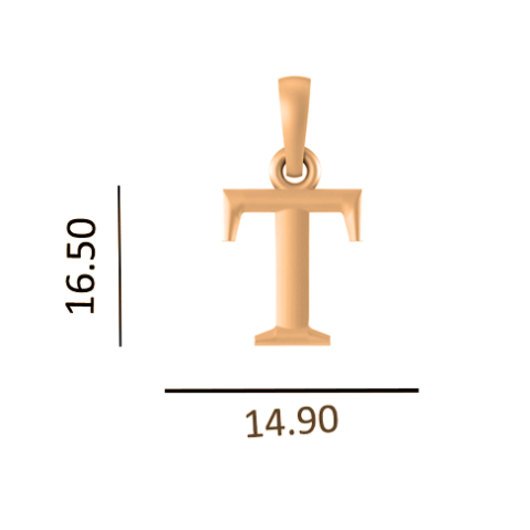 22 CT Gold Plated Silver (92.5% purity) precious and designer Name Alphabet T Pendant For Men and women