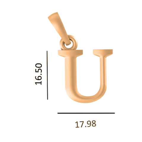 22 CT Gold Plated Silver (92.5% purity) precious and designer Name Alphabet U Pendant For Men and women
