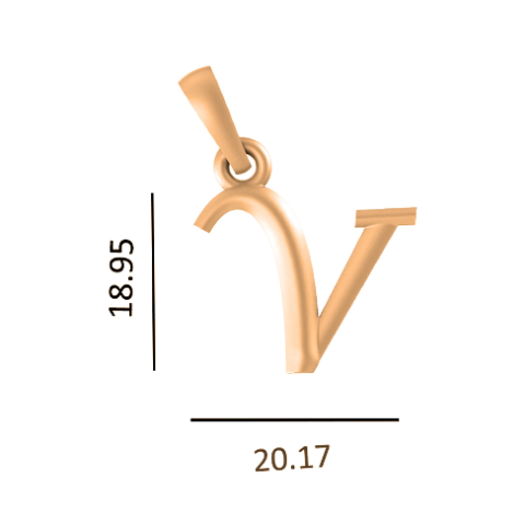 22 CT Gold Plated Silver (92.5% purity) precious and designer Name Alphabet V Pendant For Men and women