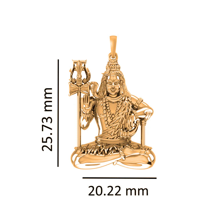 22 CT Gold Plated Silver (92.5% purity) God Shiva Samadhi Pendant (Big Size) Pendant for Men and Women
