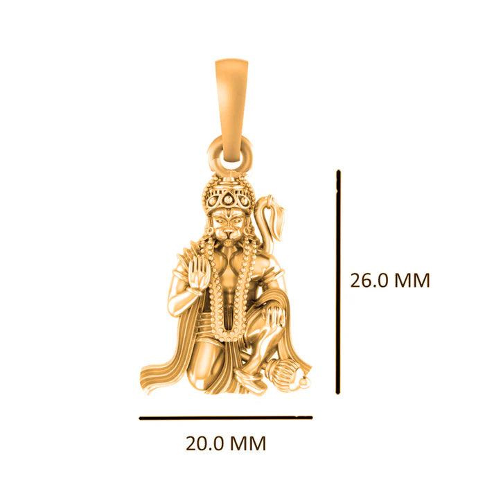 22 CT Gold Plated Silver (92.5% purity) God Hanuman ji (Big Size) Pendant for Men