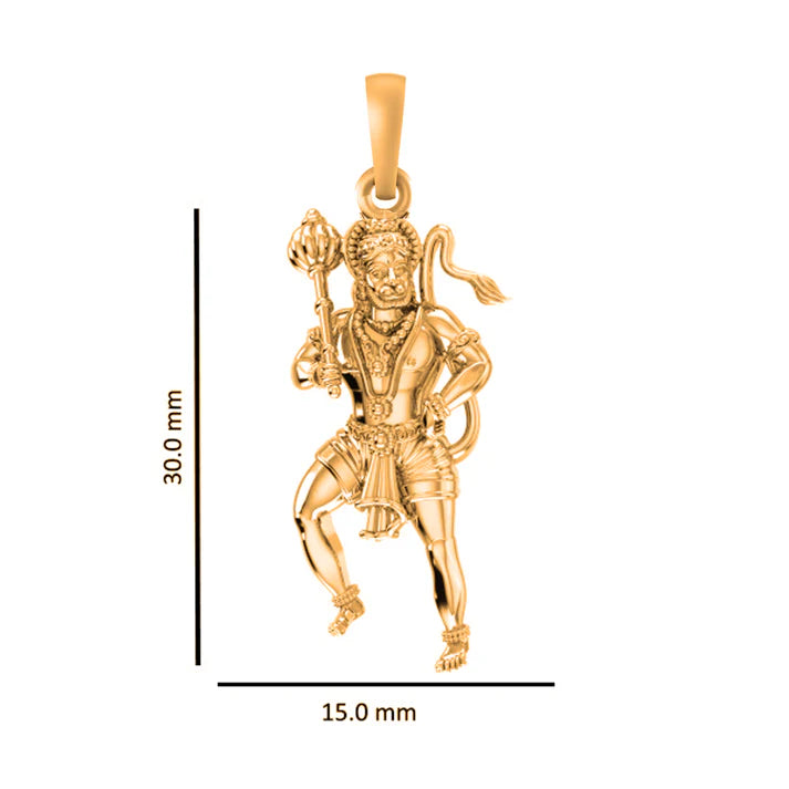 22 CT Gold Plated Silver (92.5% purity)God Hanuman Standing (Big Size) Pendant for Men