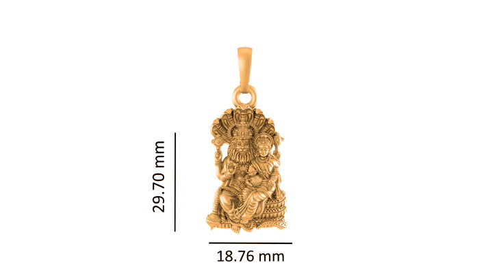 22 CT Gold Plated Silver (92.5% purity) God Laxmi Narsimha Pendant (Big Size) for Men and Women
