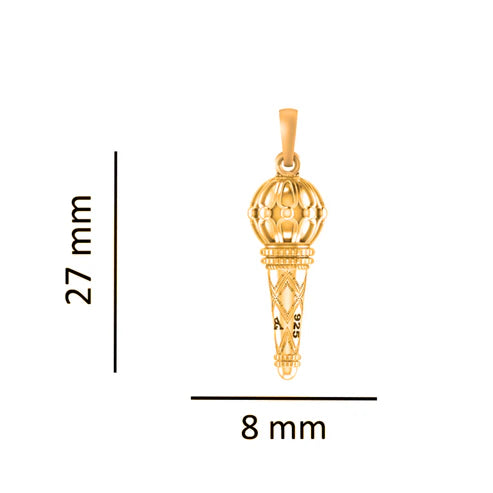 22 CT Gold Plated Silver (92.5% purity) God Bajrangbali Gada Pendant (Big size) Pendant for Men