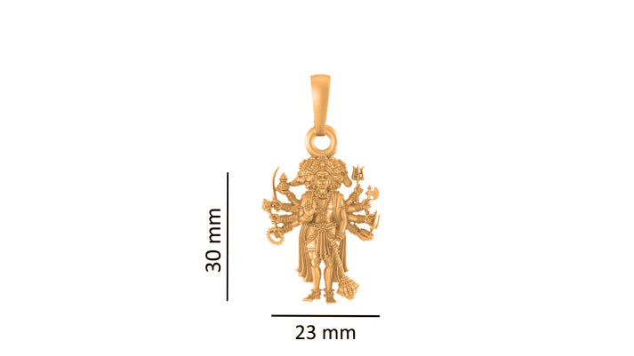 22 CT Gold Plated Silver (92.5% purity) God Panchmukhi Hanuman Pendant (Big Size) for Men