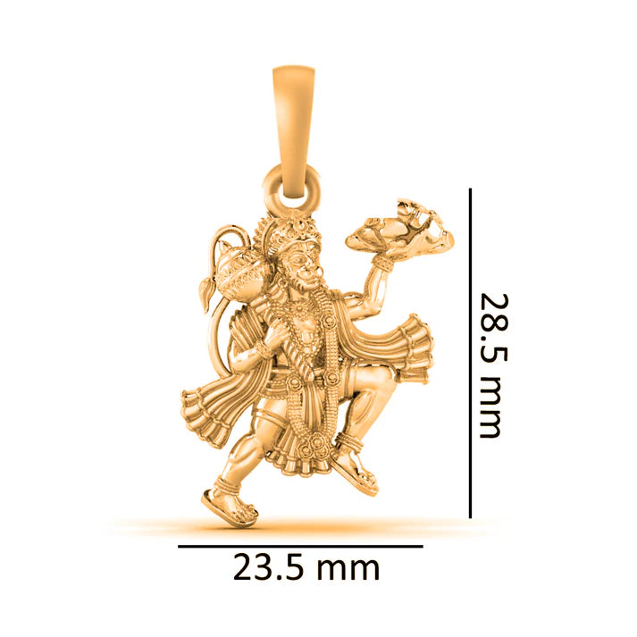 22 CT Gold Plated Silver (92.5% purity) God Hanuman Carring Mountain (Big Size) Pendant for Men