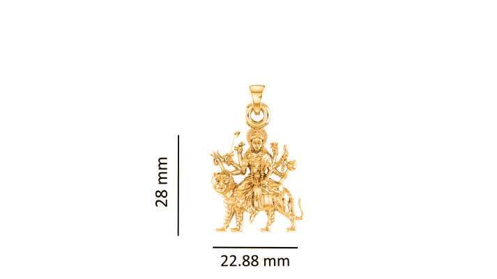 22 CT Gold Plated Silver (92.5% purity) Durga maa Pendant (Big Size) for Men and Women