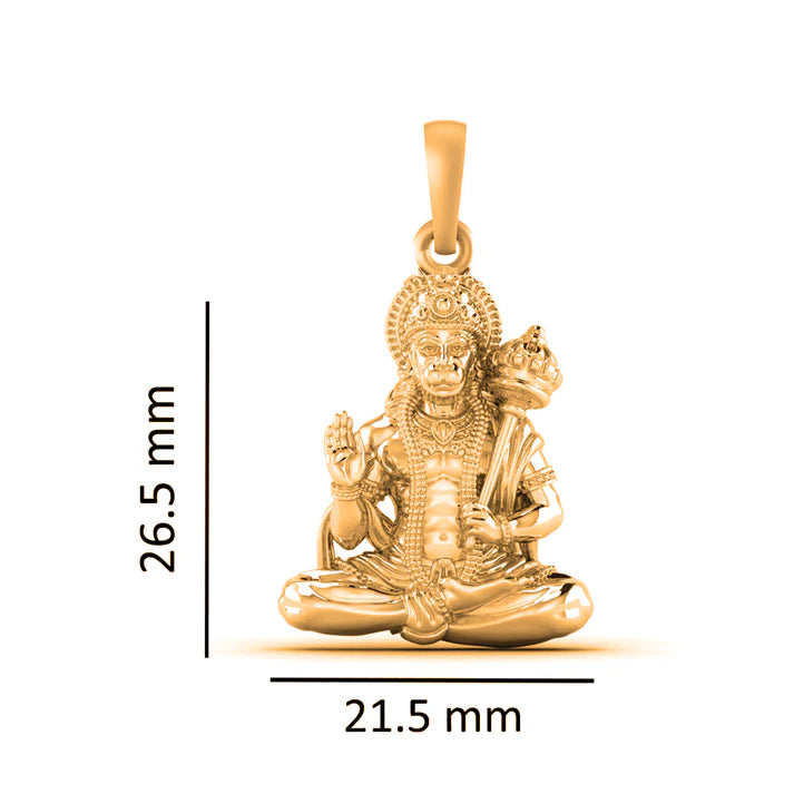 22 CT Gold Plated Silver (92.5% purity)God Hanuman Aashirwad (Big Size) Pendant for Men