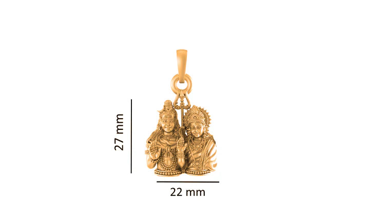22 CT Gold Plated Silver (92.5% purity) God Shiv Parvati Pendant (Big Size) for Men and Women