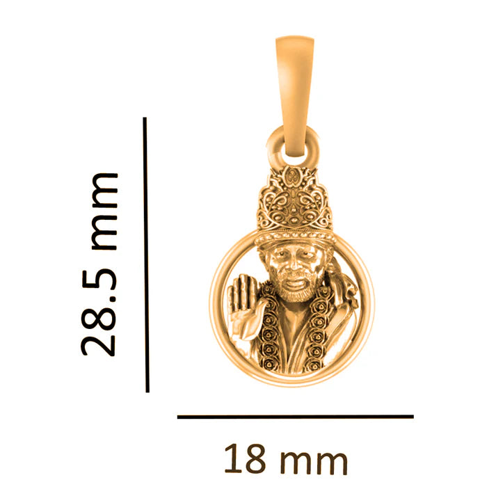 22 CT Gold Plated Silver (92.5% purity) God Sai Baba Pendant (Big Size) for Men and Women