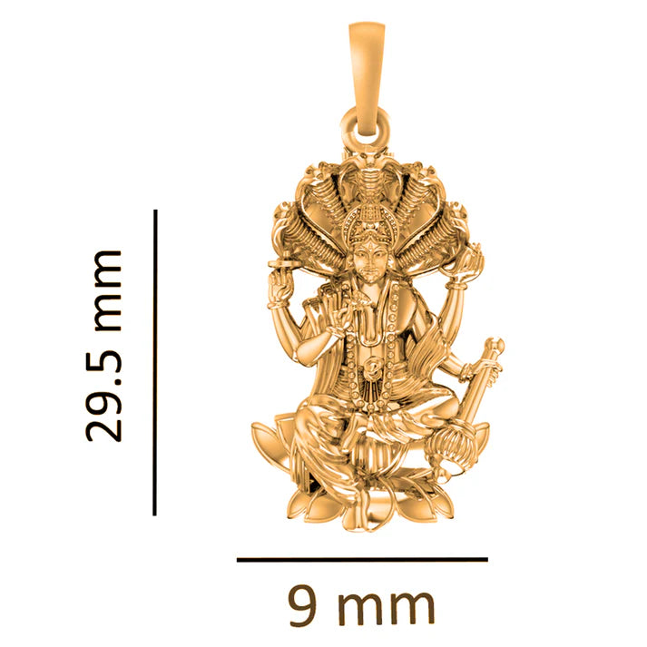 22 CT Gold Plated Silver (92.5% purity) God Vishnu Pendant (Big Size) for Men and Women
