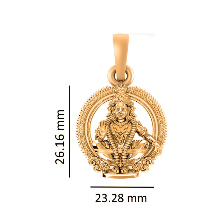 22 CT Gold Plated Silver (92.5% purity) God Ayyappa (Big Size) Pendant for Men and Women