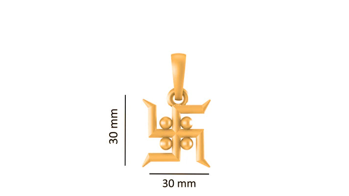 22 CT Gold Plated Silver (92.5% purity) Spiritual Swastik Symbol (Big Size) Pendant for Men and Women
