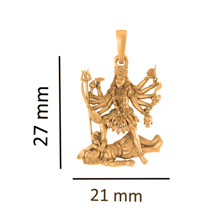 22 CT Gold Plated Silver (92.5% purity) Goddess kali maa (Big Size) Pendant for Men and Women