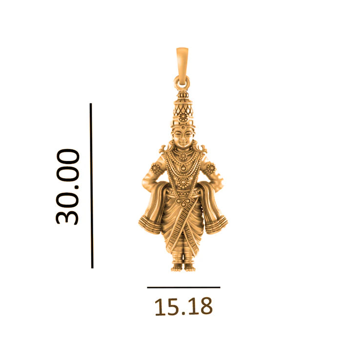 22 CT Gold Plated Silver (92.5% purity) God Vitthal Pendant (Big Size) for Men and Women