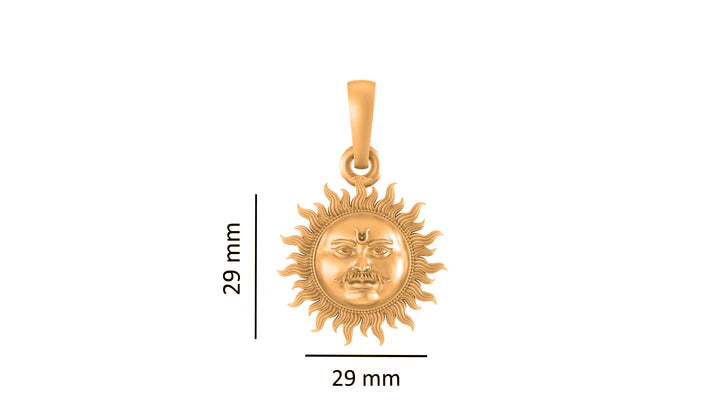 22 CT Gold Plated Silver (92.5% purity) Divine God Sun (Big Size) Pendant for Men and Women
