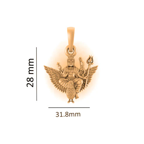 22 CT Gold Plated Silver (92.5% purity) God Shani Dev Pendant (Big Size) for Men and Women