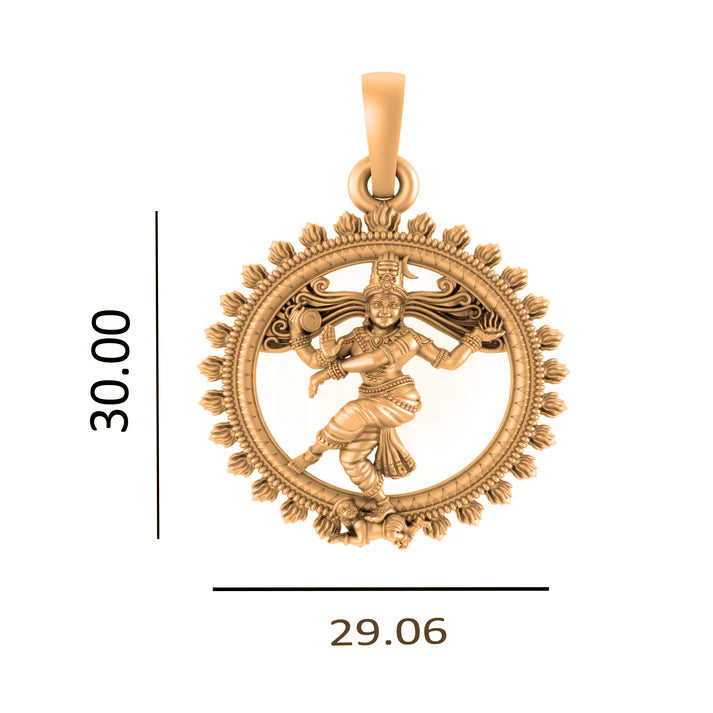 22 CT Gold Plated Silver (92.5% purity) God Nataraja Pendant (Big Size) for Men and Women