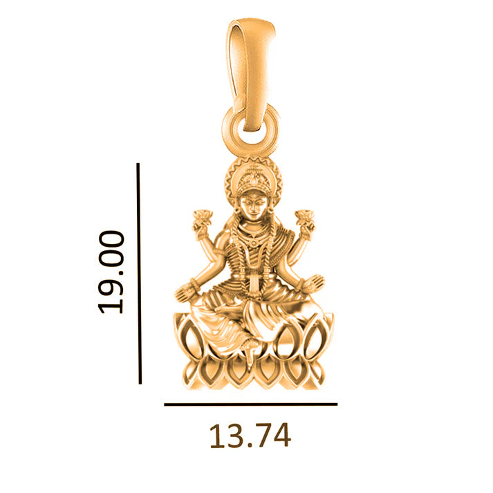 22 CT Gold Plated Silver (92.5% purity) Goddess Laxmi Ji Pendant for Men and Women