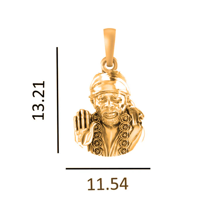 22 CT Gold Plated Silver (92.5% purity) God Sai baba Pendant for Men and Women