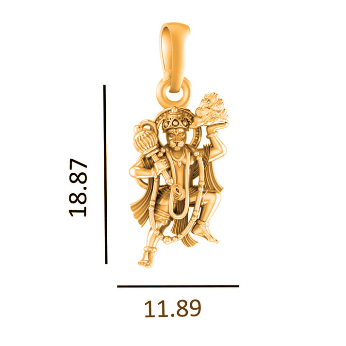 22 CT Gold Plated Silver (92.5% purity)God Hanuman Pendant for Men
