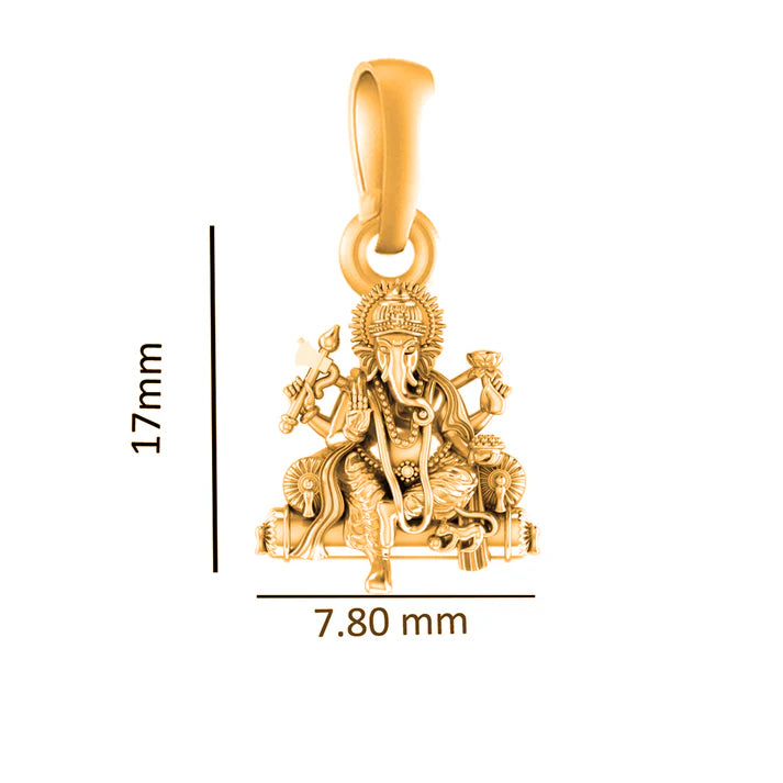 22 CT Gold Plated Silver (92.5% purity)God Ganesh Pendant for Men, Boys Girls and Women