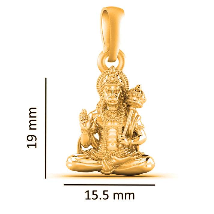 22 CT Gold Plated Silver (92.5% purity)God Hanuman Pendant for Men