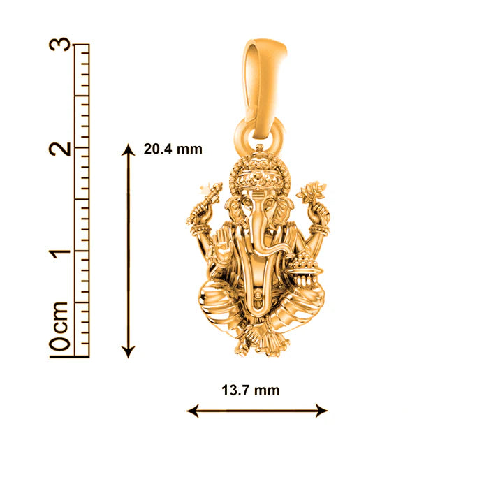 22 CT Gold Plated Silver (92.5% purity)God Ganesh Pendant for Men, Boys Girls and Women