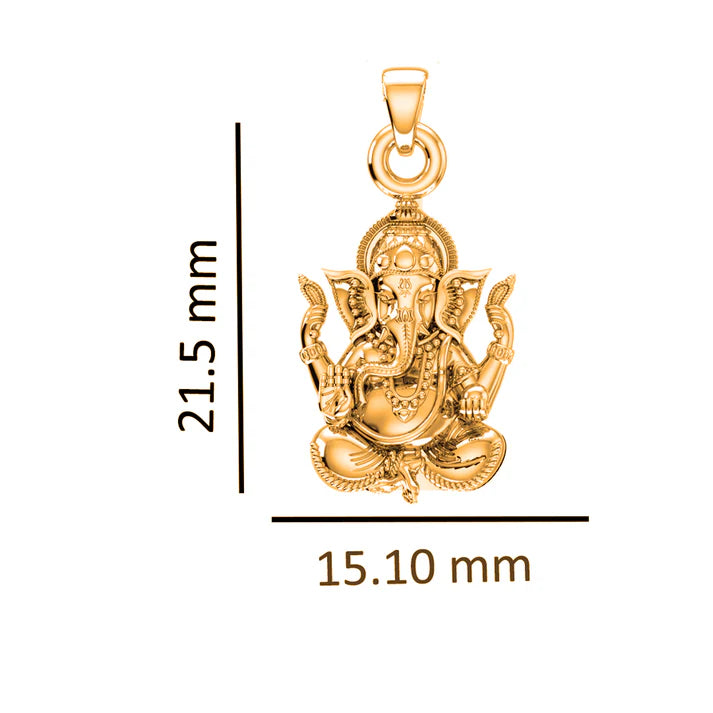 22 CT Gold Plated Silver (92.5% purity)God Ganesh Pendant for Men, Boys Girls and Women