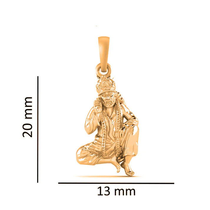 22 CT Gold Plated Silver (92.5% purity) God Sai baba Pendant for Men and Women