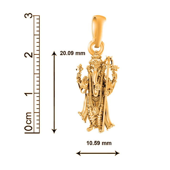 22 CT Gold Plated Silver (92.5% purity)God Ganesh Pendant for Men, Boys Girls and Women