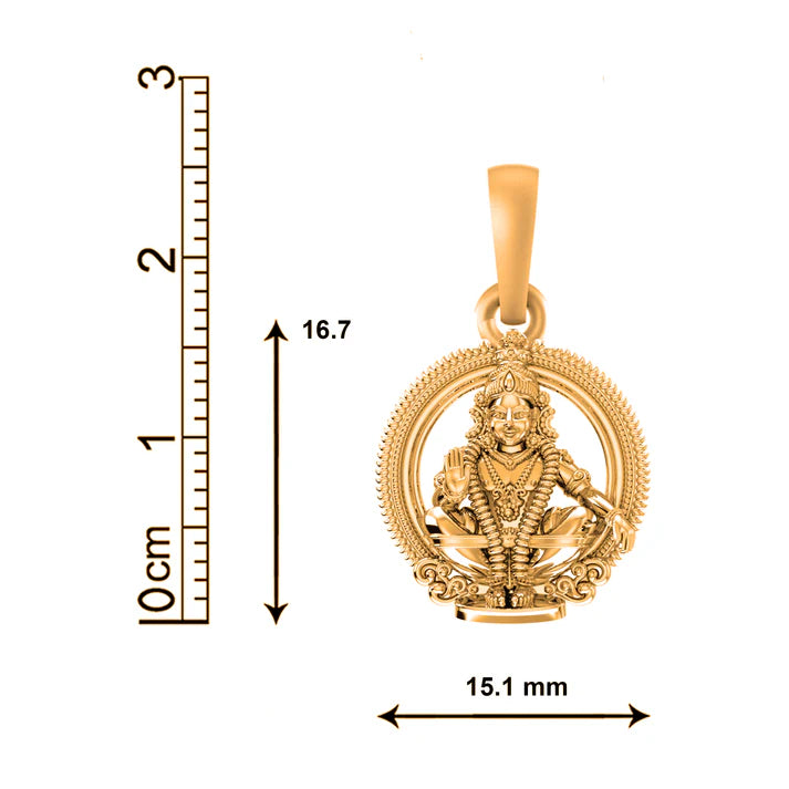 22 CT Gold Plated Silver (92.5% purity) God Ayyappa Pendant for Men and Women
