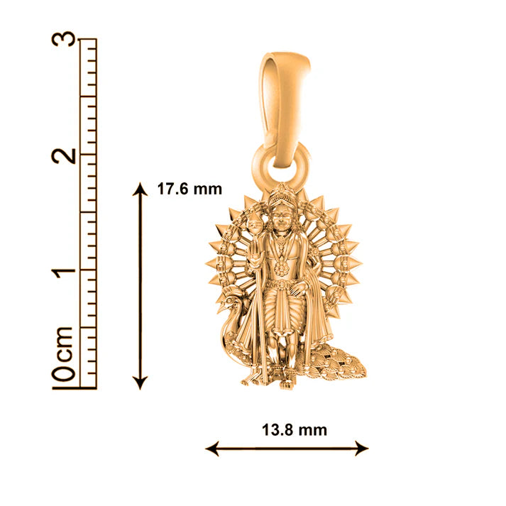 22 CT Gold Plated Silver (92.5% purity) God Kartikeya Pendant for Men and Women