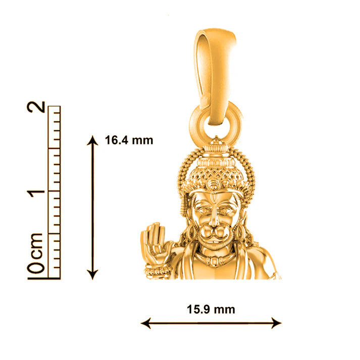 22 CT Gold Plated Silver (92.5% purity)God Hanuman Pendant for Men