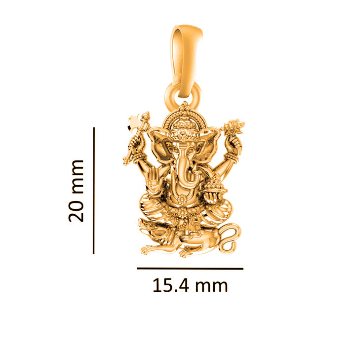 22 CT Gold Plated Silver (92.5% purity) God Ganesh Pendant for Men and women