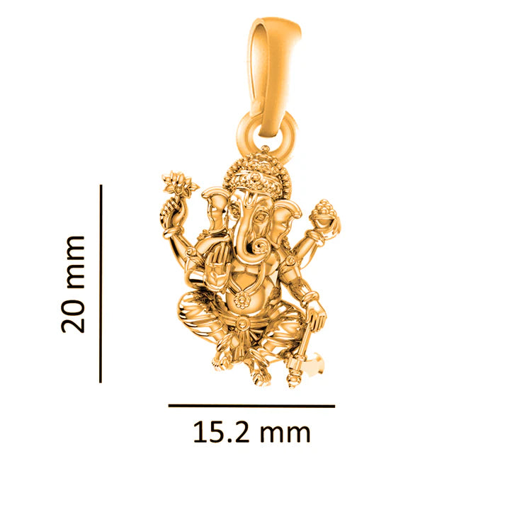 22 CT Gold Plated Silver (92.5% purity) God Ganesh Pendant for Men and women