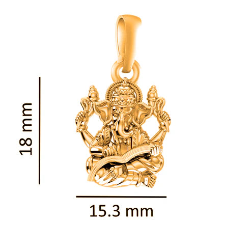 22 CT Gold Plated Silver (92.5% purity) God Ganesh Reading Book Pendant for Men, Boys Girls and Women