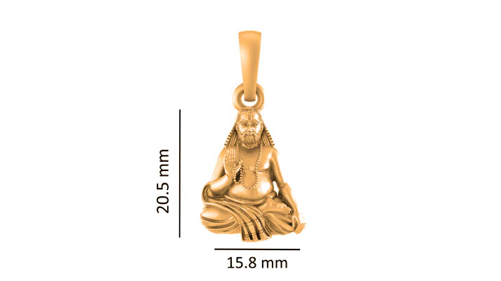 22 CT Gold Plated Silver (92.5% purity) Spiritual Raghavendra Swamy Pendant for Men and Women