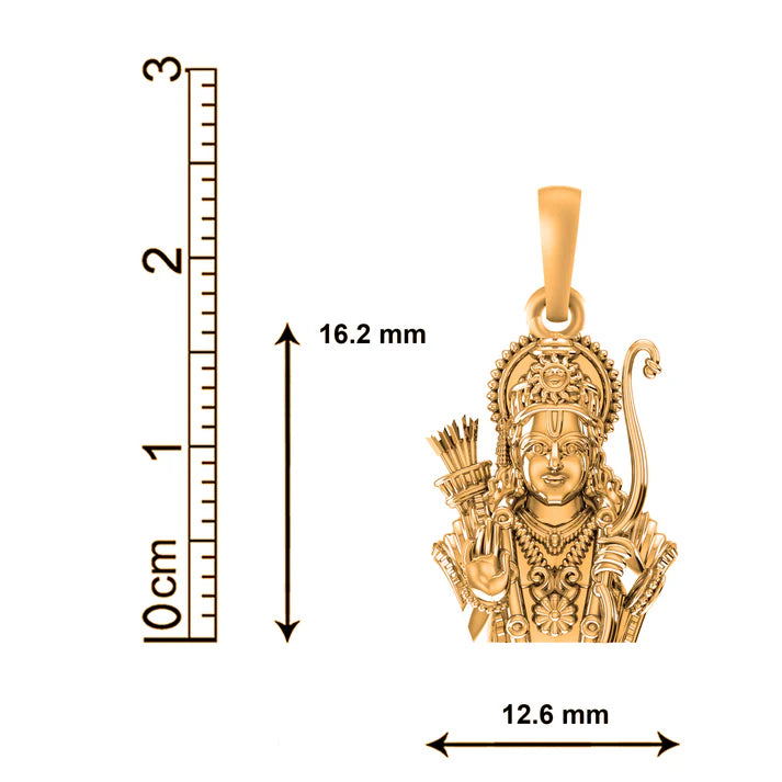 22 CT Gold Plated Silver (92.5% purity) God Ram Pendant for Men and Women